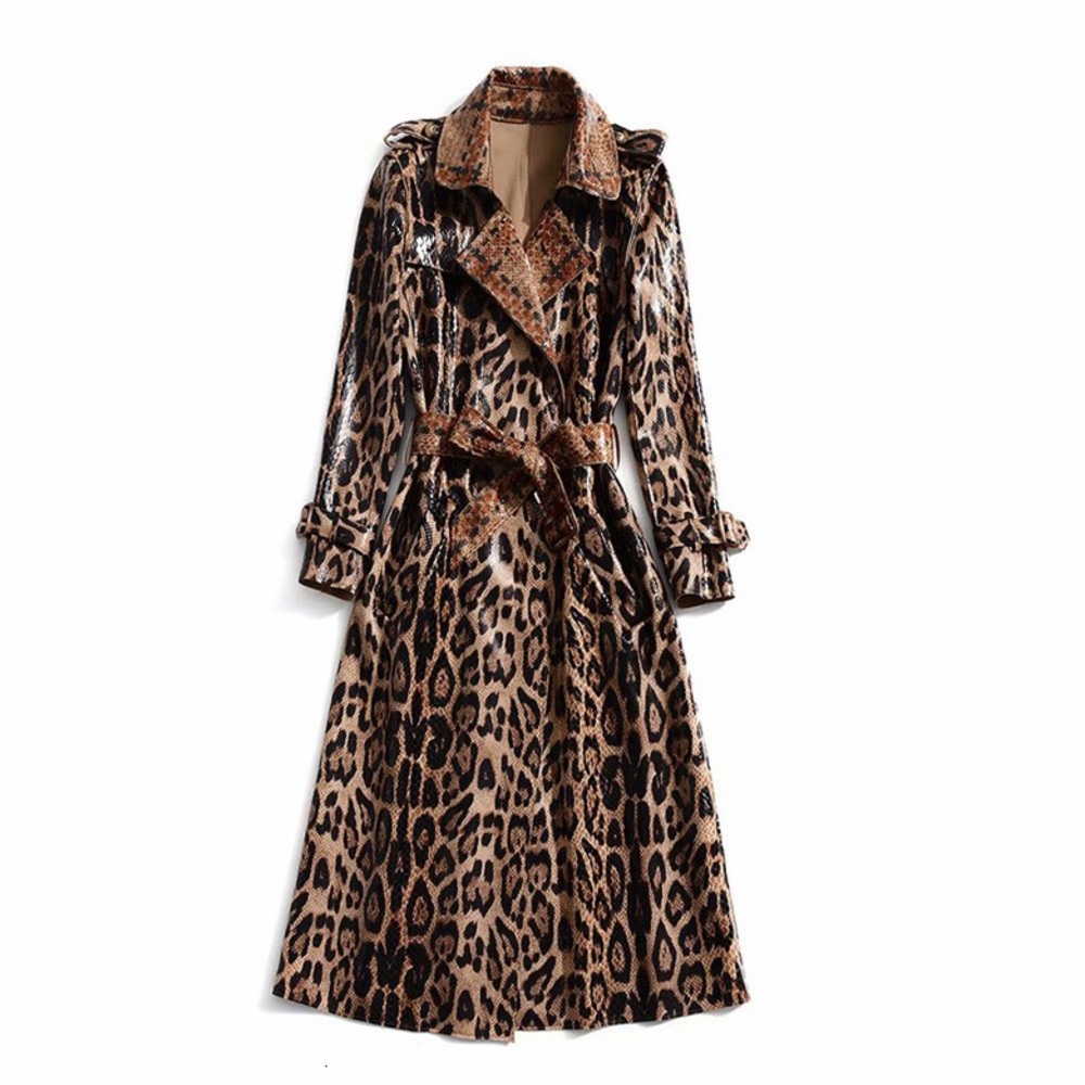 Women Long Sleeve Snakeskin Pattern coat